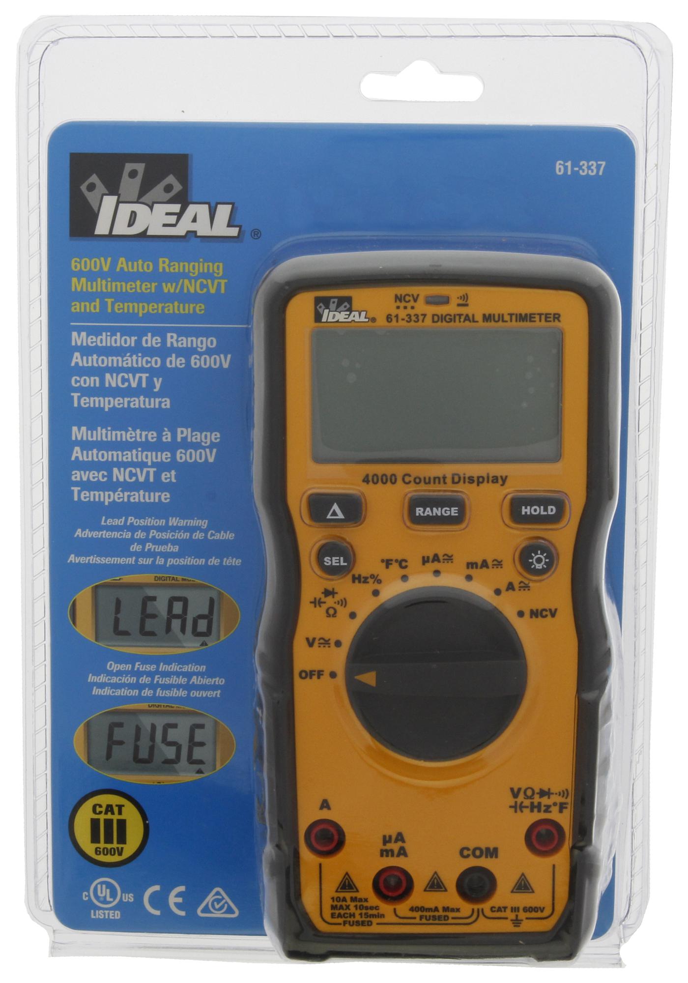 61337 Ideal MULTIMETER, HAND HELD, AUTO