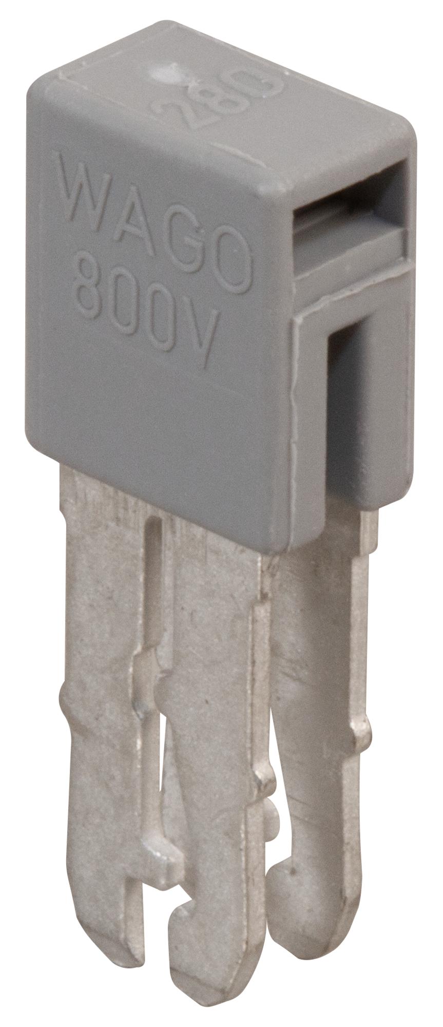 WAGO 280-402 Jumper (Busbar), 24 A, Gray, Adjacent Jumper, Rail Mounted  Terminal Blocks