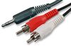 RP002 - Audio / Video Cable Assembly, Phono (RCA) Plug, x 2, 3.5mm Stereo Jack Plug, 5.9 ft, 1.8 m, Black