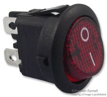 APEM MR210R5LBR Rocker Switch, Off-On, DPST, Illuminated, Panel Mount, Red, MR Series