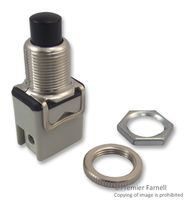 APEM 1212C2 Pushbutton Switch, 1200 Series, 12.2 mm, SPST-NC, Momentary, Plunger, Black