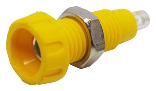 DELTRON COMPONENTS 563-0700-01 Banana Test Connector, 4mm, Socket, Panel Mount, 10 A, 50 V, Silver Plated Contacts, Yellow