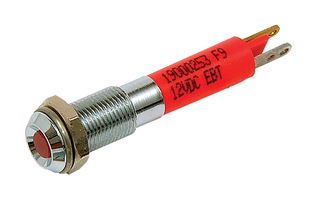 CML INNOVATIVE TECHNOLOGIES 19000253 LED Panel Mount Indicator, Satin Chrome Bezel, Red, 12 VDC, 6 mm, 20 mA, 10 mcd, IP40