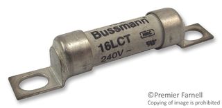 EATON BUSSMANN 16LCT Fuse, High Rupturing Capacity (HRC), British BS 88, LCT, 16 A, Bolted Tag, 150 V, 240 V