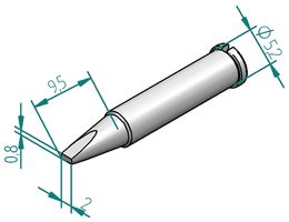 ERSA 0102CDLF20/SB Soldering Iron Tip, Chisel, 2 mm