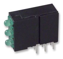 DIALIGHT 570-0100-222F Circuit Board Indicator, Green, 3 LEDs, Through Hole, 2mm, 20 mA, 8.7 mcd