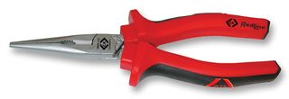 CK TOOLS T3909 6 Pliers, 170mm Length, Snipe Nose, Induction Hardened Edges and Contoured Anti Slip Shoulders