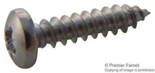 TR FASTENINGS N40.500 PRA2ABS100- Screw, Self-Tapping, No.4, 12.7 mm, Stainless Steel A2, Pan Head Pozidriv