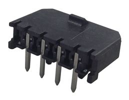 MOLEX 43650-0401 Pin Header, Power, 3 mm, 1 Rows, 4 Contacts, Through Hole Right Angle, Micro-Fit 3.0 43650