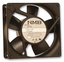 NMB TECHNOLOGIES 4715MS-12T-B50-A00 AC Axial Fan, 115V, Square, 119 mm, 38 mm, Ball Bearing, 102 CFM