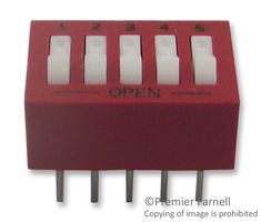 GRAYHILL 76SB05T DIP / SIP Switch, 5 Circuits, Rocker, Through Hole, SPST, 30 V, 150 mA