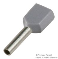 TE CONNECTIVITY - AMP 966144-2 Wire Ferrule, DIN End, Twin Wire, 18 AWG, 0.75 mm², 8 mm, Grey
