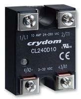 SENSATA/CRYDOM CL240D10 Solid State Relay, 10 A, 280 VAC, Panel Mount, Screw, Zero Crossing
