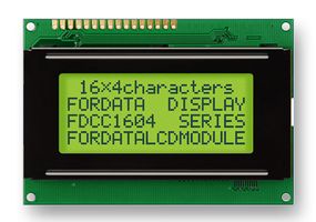 FORDATA FC1604A01-FSYYBW-51SR Alphanumeric LCD, 16 x 4, Black on Yellow / Green, 5V, English, Russian, Transflective