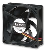SANYO DENKI 9GA0924P4J03 DC Axial Fan, 24 V, Square, 92 mm, 25 mm, Ball Bearing, 77.7 CFM