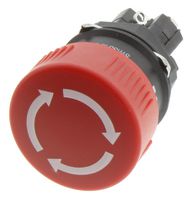 EAO 51-256.025 Emergency Stop Switch, SPST-NO, SPST-NC, Off-On, Solder, 5 A, 250 V, 250 V