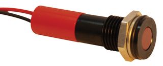 APEM Q8F3BXXR12E LED Panel Mount Indicator, Black Chrome Bezel, Red, 12 VDC, 8 mm, 20 mA, 10 mcd, IP67