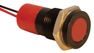 APEM Q14F3BXXR12E LED Panel Mount Indicator, Black Chrome Bezel, Red, 12 VDC, 14 mm, 20 mA, 10 mcd, IP67