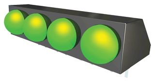 LUMEX SSF-LXH400GD Circuit Board Indicator, Green, 4 LEDs, Through Hole, T-1 3/4 (5mm), 25 mA, 20 mcd