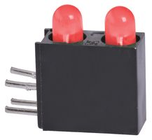 LUMEX SSF-LXH240IID Circuit Board Indicator, Red, 2 LEDs, Through Hole, T-1 (3mm), 20 mA, 15 mcd