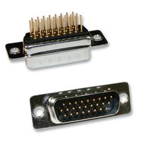 NORCOMP 180-M15-213R001 D Sub Connector, HD15, High Density, Receptacle, 180 M Series, 15 Contacts, DE, Solder