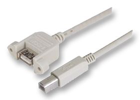 L-COM UPMAB-03M USB Cable, Type B Plug to Type A Receptacle, 300 mm, 11.8 ", USB 2.0, Grey