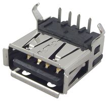 AMP - TE CONNECTIVITY 292303-4 USB Connector, USB Type A, USB 2.0, Receptacle, 4 Ways, Through Hole Mount, Right Angle