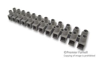 CAMDENBOSS CTSN634/12W Panel Mount Barrier Terminal Block, 1 Row, 12 Ways, 8 AWG, 50 A