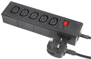 BULGIN LIMITED PXD303/050/01/1 Extension Lead, IEC Distribution Unit, 5 Outlets, IEC 60320 C13, 10 A, 250 V, UK Type G, 2 m
