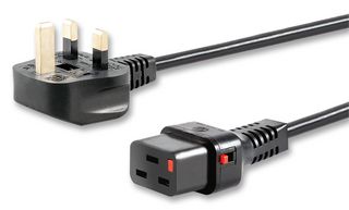 SCHAFFNER - TE CONNECTIVITY IL19-UK1-H05-3150-200 Mains Power Cord, With Fuse, Mains Plug, UK to IEC 60320 C19, 2 m, 16 A, 250 VAC, Black