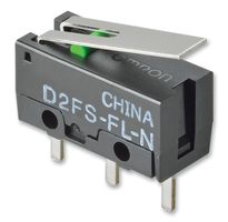 OMRON ELECTRONIC COMPONENTS D2FS-FL-N-T Microswitch, Ultra Subminiature, Hinge Lever, SPST-NO, Through Hole, 100 mA, 6 VDC