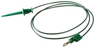 POMONA 3782-36-5 Test Lead, Minigrabber, Hook Clip to 4mm Banana Plug, Green, 60 V, 5 A, 914.4 mm