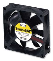 SANYO DENKI 9WP0912F401 DC Axial Fan, 12 V, Square, 92 mm, 25 mm, Ball Bearing, 43.8 CFM