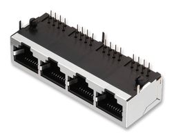 WURTH ELEKTRONIK 615032137821 Modular Connector, Modular Jack, 1 x 4 (Ganged), 8P8C, Cat5, Through Hole Mount