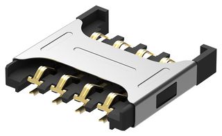 GCT SIM7050-6-0-00-A Memory Card Connector, Micro SIM, Push-Pull, 6 Contacts, Phosphor Bronze, Gold Plated Contacts