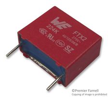 WURTH ELEKTRONIK 890324024005CS Safety Capacitor, Metallized PP, Radial Box - 2 Pin, 0.47 µF, ± 10%, X2, Through Hole