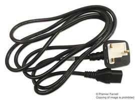 VOLEX 17962 Mains Power Cord, BS 1363 Plug to IEC 320 C13, 2.5 m, 3 A, 250 VAC, Black