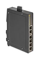 HARTING 24 03 006 0010 Switch, 6 Ports, Commercial, Unmanaged Fast Ethernet, DIN Rail, RJ45 x 6, 10Mbps, 100Mbps