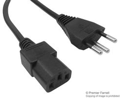 MULTICOMP PRO GW-151610 Mains Power Cord, Mains Plug, Switzerland to IEC 60320 C13, 2 m, 10 A, 250 VAC, Black