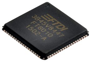FTDI FT601Q-B-T Interface Bridges, 400MB/s, USB 3.0 to FIFO, 3.6 V, 3 V, QFN, 76 Pins, -40 °C