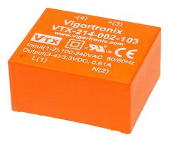 VIGORTRONIX VTX-214-002-124 AC/DC PCB Mount Power Supply (PSU), ITE, 1 Output, 2 W, 24 VDC, 83 mA