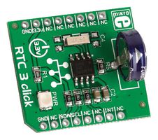 MIKROELEKTRONIKA MIKROE-1839 Click Board, RTC3 Click, RTC, BQ32000, GPIO, I2C, mikroBUS, 3.3 V, 28.6 mm x 25.4 mm