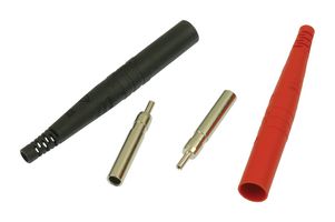 POMONA 6384-02 Banana Test Connector, Jack, Cable Mount, 15 A, 1.5 kV, Nickel Plated Contacts, Black, Red