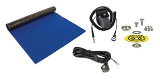DURATOOL MC35759 ESD Kit, Benchtop Mat & Wrist Strap, ESD, 24" x 48" x 0.06", Dark Blue