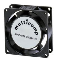 MULTICOMP MC19674 AC Axial Fan, 220V to 240V, Square, 91.5 mm, 25.5 mm, Sleeve Bearing, 36 CFM