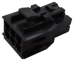 MOLEX 105308-1206 Connector Housing, Black, w/TPA, Nano-Fit 105308 Series, Receptacle, 6 Ways, 2.5 mm