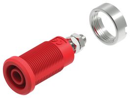 MULTICOMP PRO 76-1658 Banana Test Connector, 4mm, Jack, Panel Mount, 36 A, 1 kV, Nickel Plated Contacts, Red