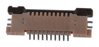 MOLEX 54550-1071 FFC / FPC Board Connector, 0.5 mm, 10 Contacts, Easy-On 54550 Series, Solder, Top, 1 Row