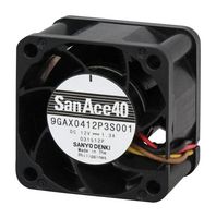 SANYO DENKI 9GAX0412P3K003 DC Axial Fan, 12 V, Square, 40 mm, 28 mm, Ball Bearing, 28.6 CFM