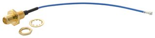 MULTICOMP PRO MC001501 RF Coaxial Cable Assembly, Blue 1.37mm, IP67 RP SMA B/H Jack U.F.L. Plug, 100mm